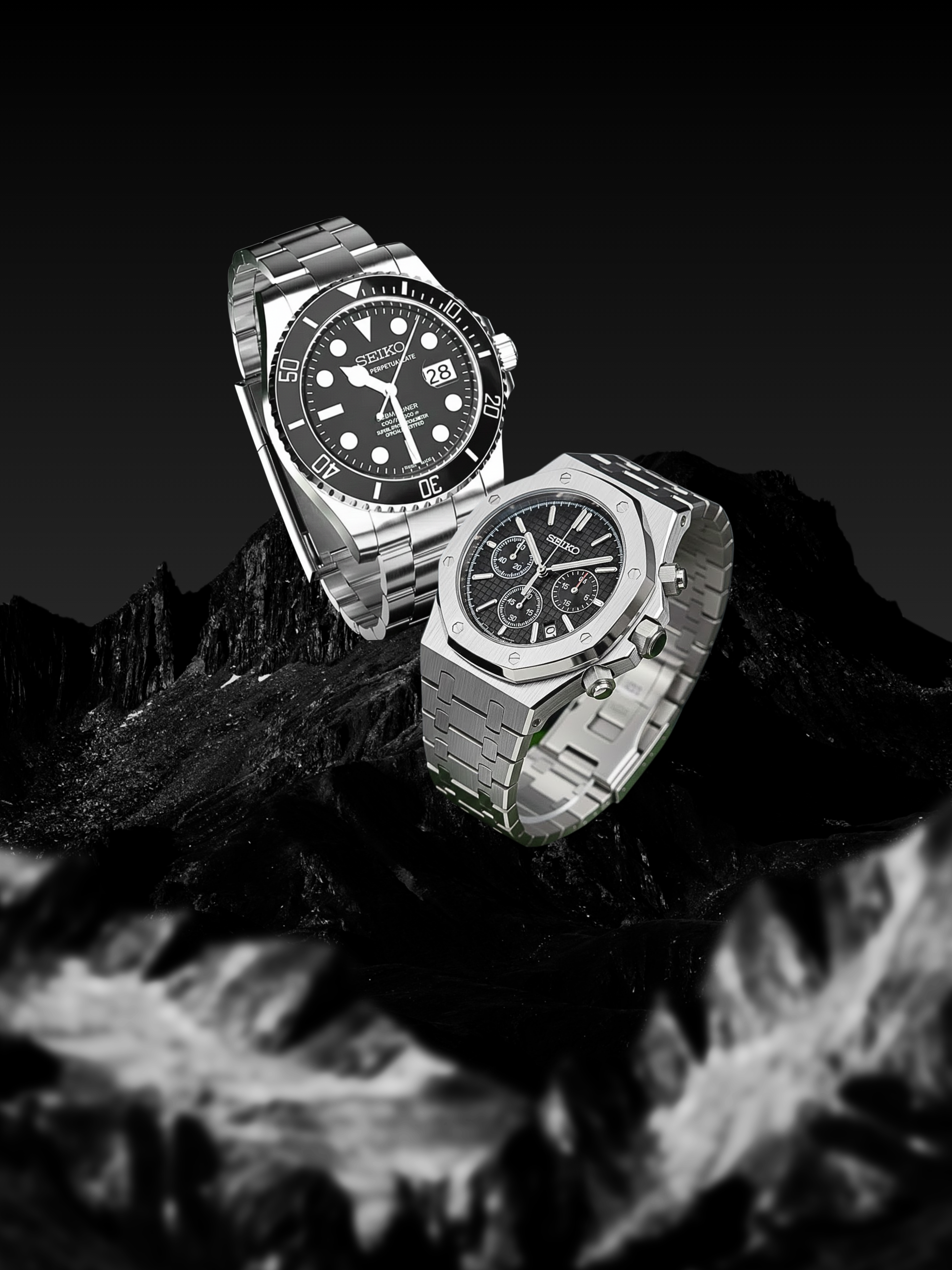 Montre Seiko Mod automatique Goteia, cadran nacre et bracelet acier