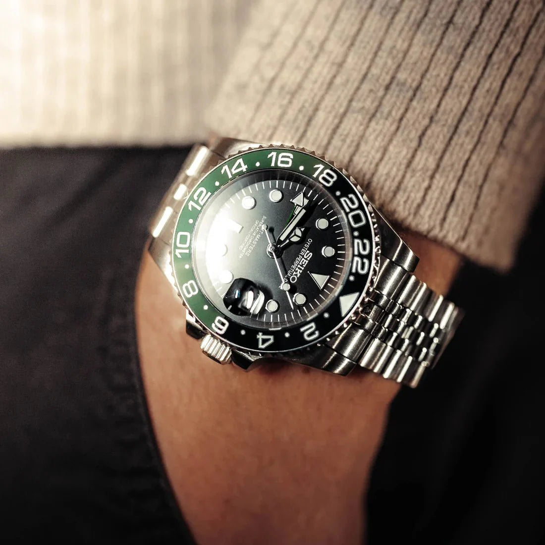 Montre Seiko Mod SEIKOSTER II Sprite GMT lunette verte et noire Goteia